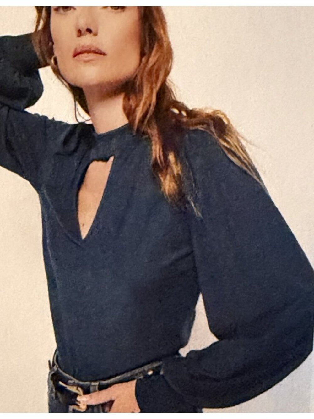 New Nation LTD Tamira Elizabethan Tee Ocean Navy 100% Pima Cotton Romantic Read